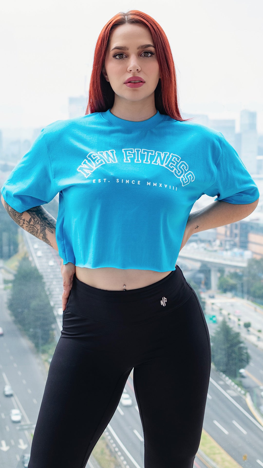 Oversized Crop Top Azul