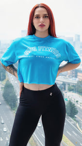 Oversized Crop Top Azul