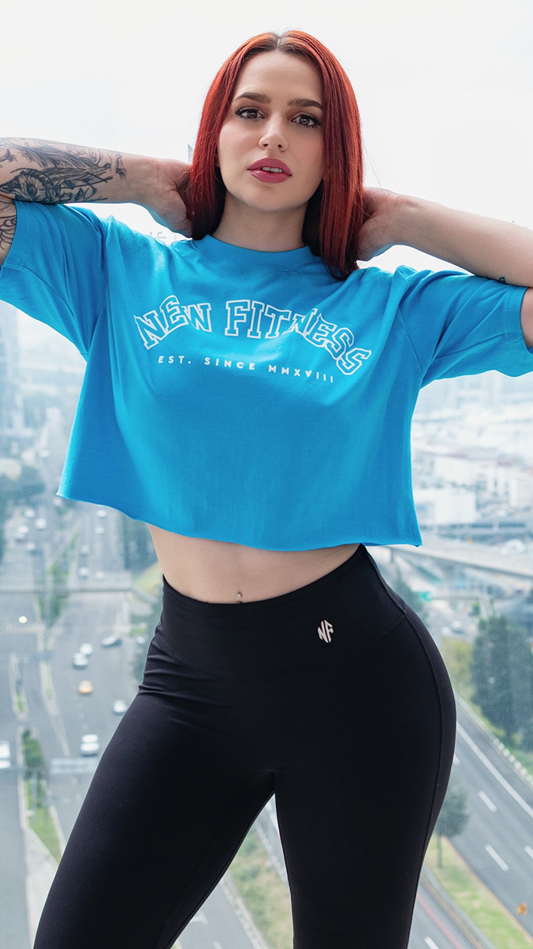 Oversized Crop Top Azul