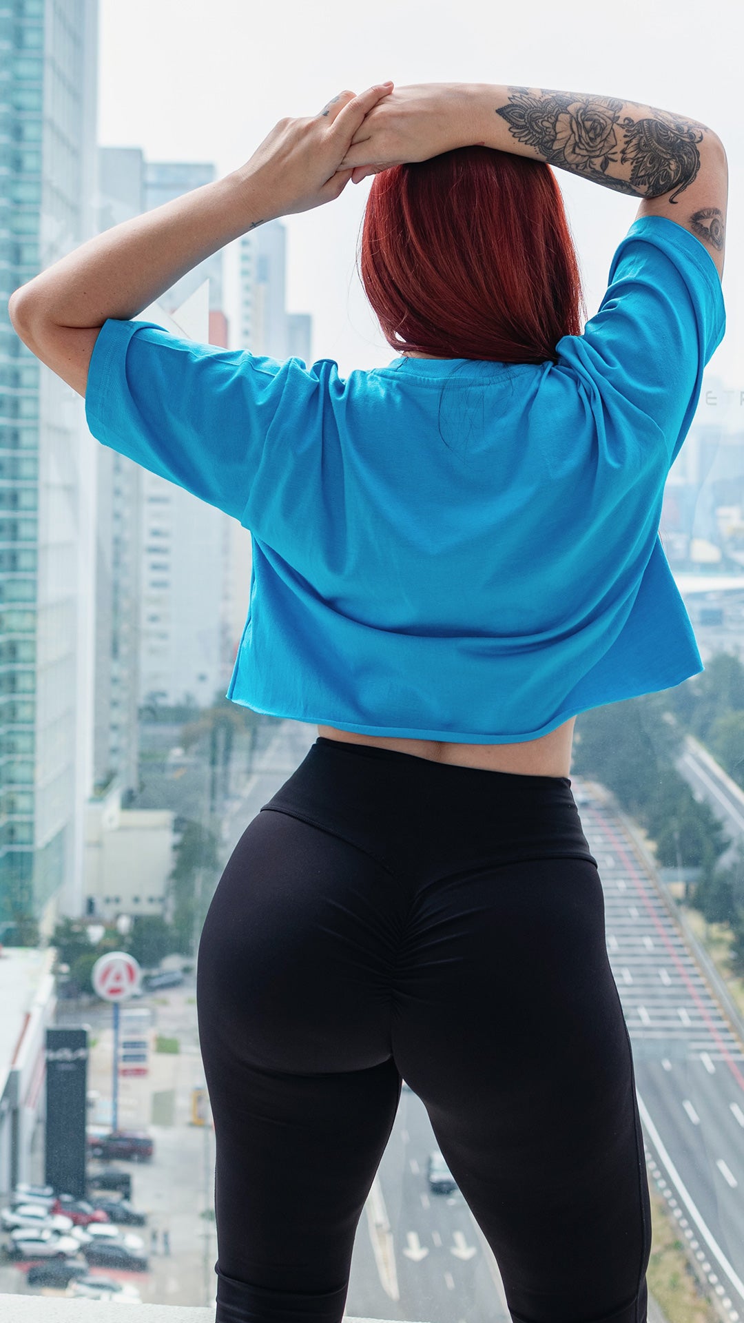 Oversized Crop Top Azul